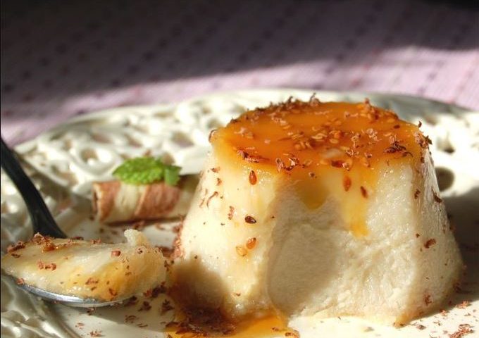 Flan de sésamo y coco